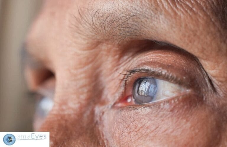 detail shot of asian senior women eye