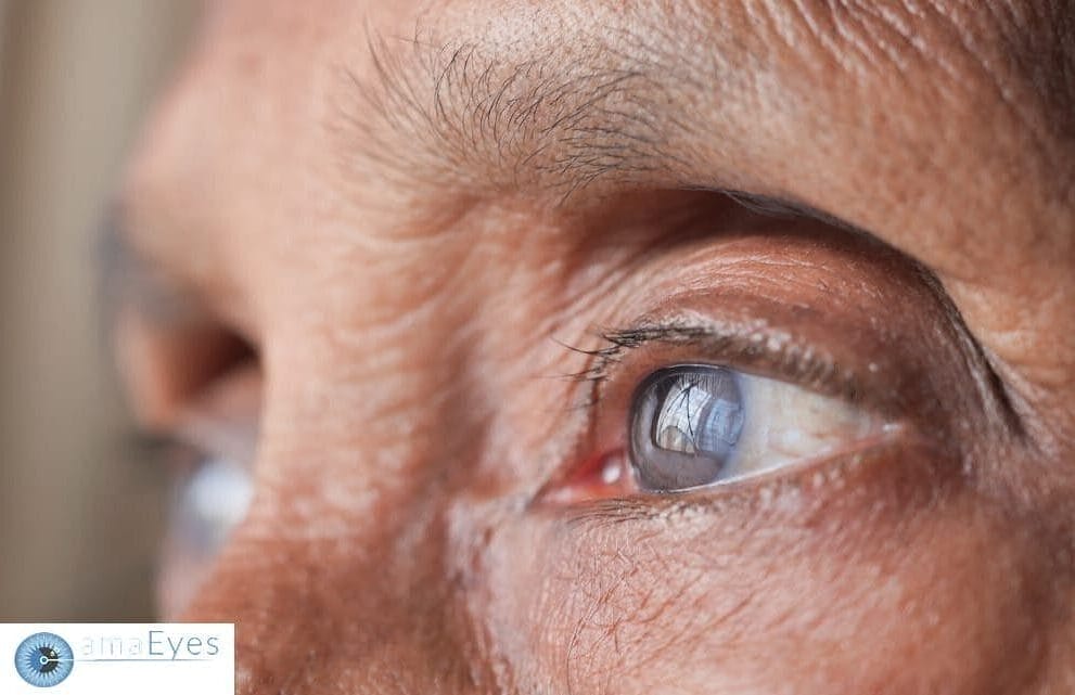 detail shot of asian senior women eye
