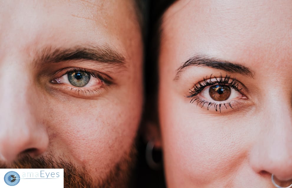 Close-up eyes showing the lens where cataracts can form.